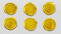 Gold wax seal stamp approval sealing icons set Royalty Free Stock Photo