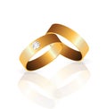 Gold wedding 2 ring with diamond vector Royalty Free Stock Photo