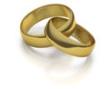 Gold wedding rings or bands intertwined Royalty Free Stock Photo