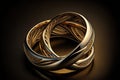 gold wedding rings on black background. Generative AI