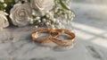The wedding rings and flowers.AI generated image Royalty Free Stock Photo