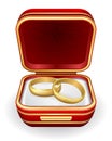 Gold wedding rings in red box Royalty Free Stock Photo