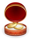 Gold wedding rings in red box Royalty Free Stock Photo