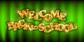 Gold Welcome back to school green background golden flying balloons. elegant design - vector illustration of gold logo - perfect Royalty Free Stock Photo