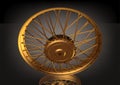 Gold wheel motorcycle on a black