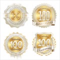 Gold and White Anniversary Badges 100th Years Celebration
