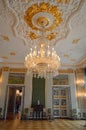 Gold chandelier in Christainsborg Palace Copenhagen Denmark
