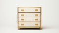 Minimalistic Ivory Chest Of Drawers With Gold Handles
