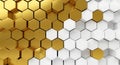 Gold and White Hexagonal Pattern Background - Abstract 3D Geometric Texture Royalty Free Stock Photo