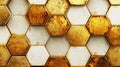 Gold and White Hexagonal Pattern with Distressed Texture for Modern Design Elements Royalty Free Stock Photo