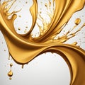 Gold,white ink splashes isolated on white background. color acrylic paint on a light background