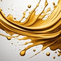 Gold,white ink splashes isolated on white background. color acrylic paint on a light background
