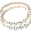 Gold and white Mama bear double bracelet