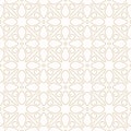 Gold and white minimal seamless pattern. Subtle golden linear vector geometric floral ornament. Abstract background texture with Royalty Free Stock Photo