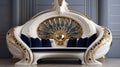 Futuristic Gold And Blue Throne With Art Nouveau Details