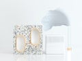 abstract square white scene geometric shape 3d rendering marble gold clear
