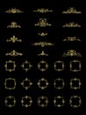 Gold Wicker lines and old decor elements in vector.