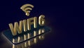 The gold wifi6 on smartphone for internet or technology concept 3d rendering Royalty Free Stock Photo
