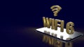 The gold wifi6 on smartphone for internet or technology concept 3d rendering Royalty Free Stock Photo