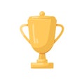 Gold winner cup. Golden goblet, prize for first place. Gilded trophy for champion. Award with pedestal, lid and handles Royalty Free Stock Photo