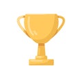 Gold winner cup. Golden trophy for 1st place in sports competition. Gilded goblet for contest winning. Award with