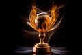 Gold winner cup, shining golden champion cup, trophy for the winner, award, victory, first place of competition, winning and