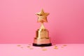 Gold winners award with star. Star trophy for a winner or champion. Rating golden star symbol of customer satisfaction review Royalty Free Stock Photo