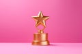 Gold winners award with star. Star trophy for a winner or champion. Rating golden star symbol of customer satisfaction review Royalty Free Stock Photo