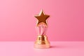 Gold winners award with star. Star trophy for a winner or champion. Rating golden star symbol of customer satisfaction review Royalty Free Stock Photo