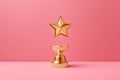 Gold winners award with star. Star trophy for a winner or champion. Rating golden star symbol of customer satisfaction review Royalty Free Stock Photo