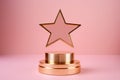 Gold winners award with star. Star trophy for a winner or champion. Rating golden star symbol of customer satisfaction review Royalty Free Stock Photo