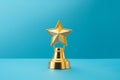 Gold winners award with star. Star trophy for a winner or champion. Rating golden star symbol of customer satisfaction review Royalty Free Stock Photo