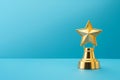 Gold winners award with star. Star trophy for a winner or champion. Rating golden star symbol of customer satisfaction review