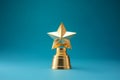 Gold winners award with star. Star trophy for a winner or champion. Rating golden star symbol of customer satisfaction review Royalty Free Stock Photo