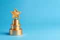 Gold winners award with star. Star trophy for a winner or champion. Rating golden star symbol of customer satisfaction review