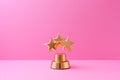 Gold winners award with three stars. Star trophy for a winner or champion. Rating star symbol of customer satisfaction review Royalty Free Stock Photo