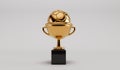 Gold winners trophy and football. soccer award. 3D Rendering