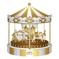 Gold and withe carousel with flowers and rings