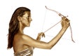 Gold woman with a bow and arrow Royalty Free Stock Photo