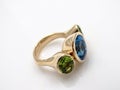 Gold womenÃÂ´s designer ring with three gems