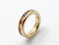 Gold womenÃÂ´s engagement design ring witch multi-colored gemstones