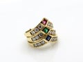 Gold womenÃÂ´s ring witch diamonds and gems