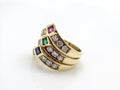 Gold womenÃÂ´s ring witch diamonds and gems Royalty Free Stock Photo