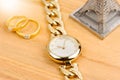 Gold women wristwatch