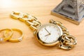 Gold women wristwatch