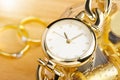 Gold women wristwatch