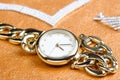 Gold women wristwatch