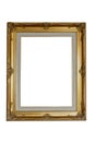 Gold Wood Frame On Isolated White Background With Clip Path Lin