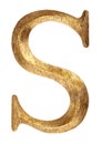 Gold Wood Letter S Royalty Free Stock Photo