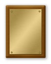 Gold And Wood Plaque Royalty Free Stock Photo